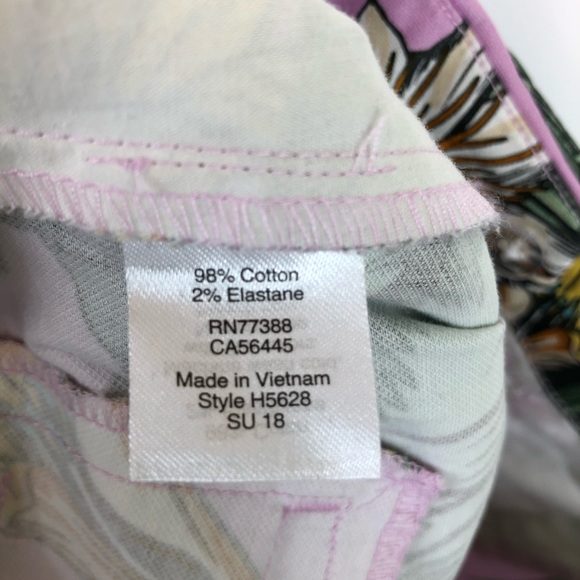 J Crew Skimmer Pants Purple Tropical Cropped Palm - Picture 6 of 6